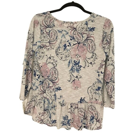 NWT Style & Co. Womens Floral Henley Shirt Size 0X blue pink grey - Picture 4 of 8